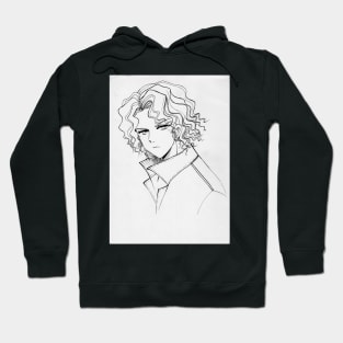Drawing of a handsome curly hair boy 2009 Hoodie